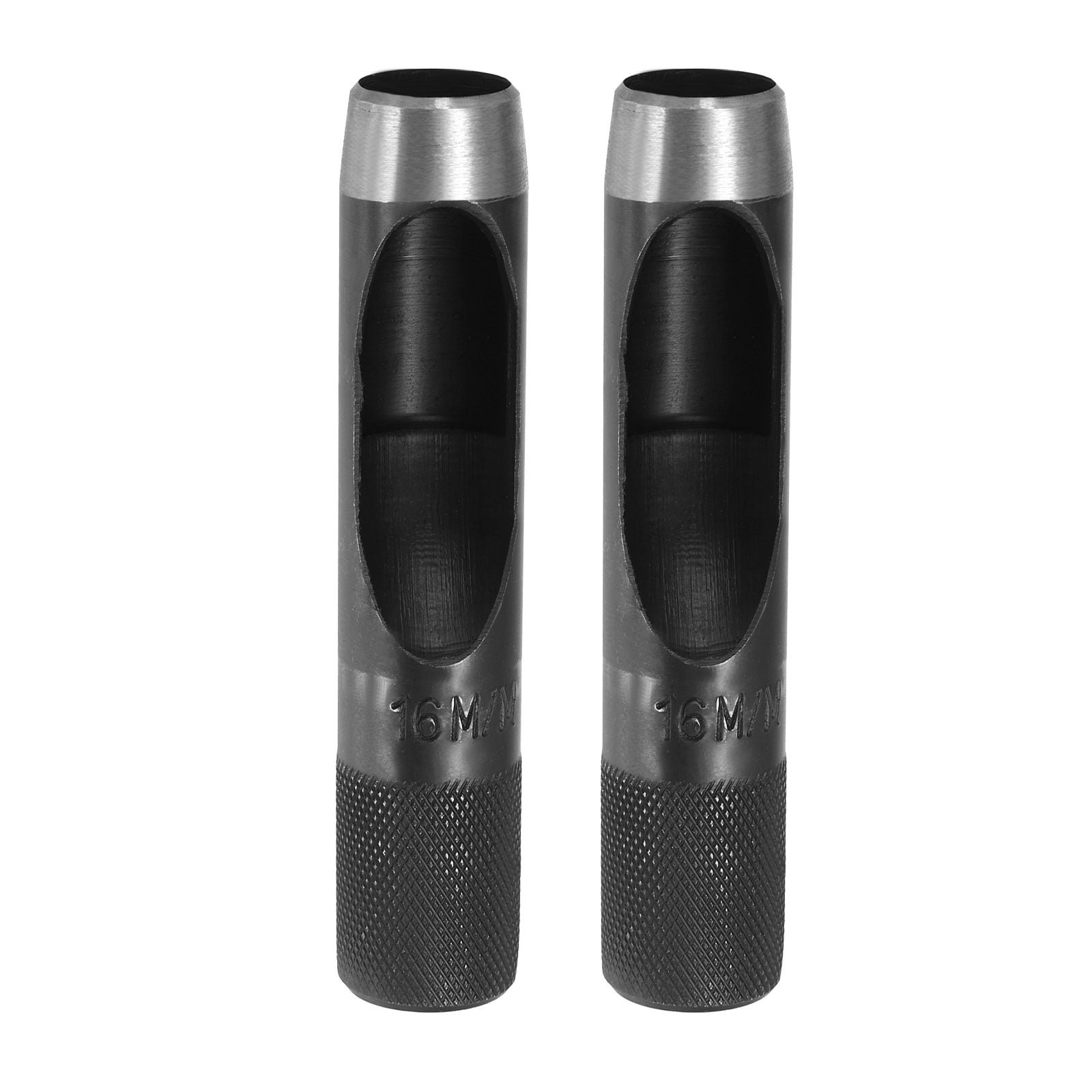 Uxcell 2pcs Leather Hole Punch 16mm Hollow Round Hole Puncher Cutter Carbon Steel Tool for Watch Cloth Belt Gaskets DIY Leather Craft Repair, Black