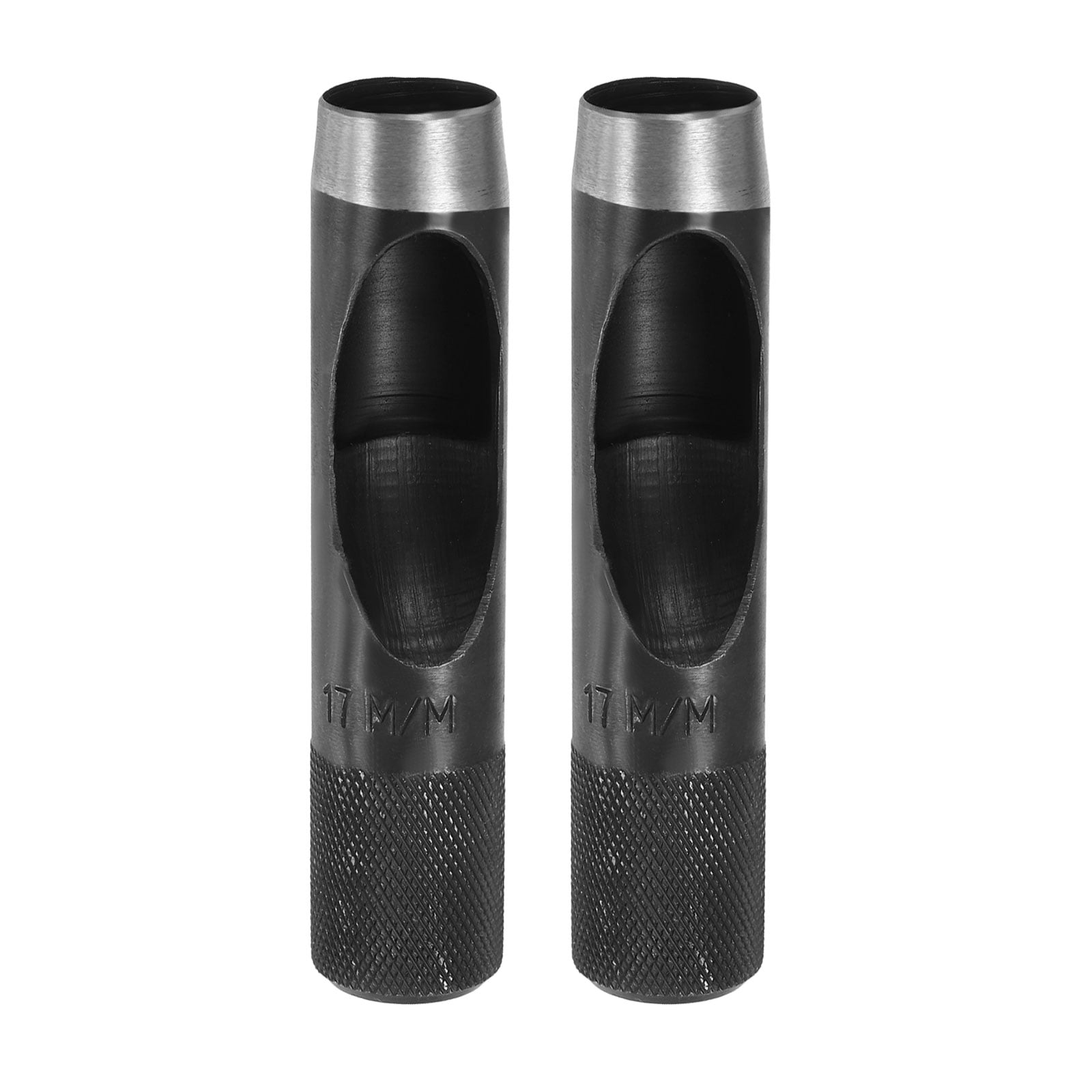 Uxcell 2pcs Leather Hole Punch 17mm Hollow Round Hole Puncher Cutter Carbon Steel Tool for Watch Cloth Belt Gaskets DIY Leather Craft Repair, Black