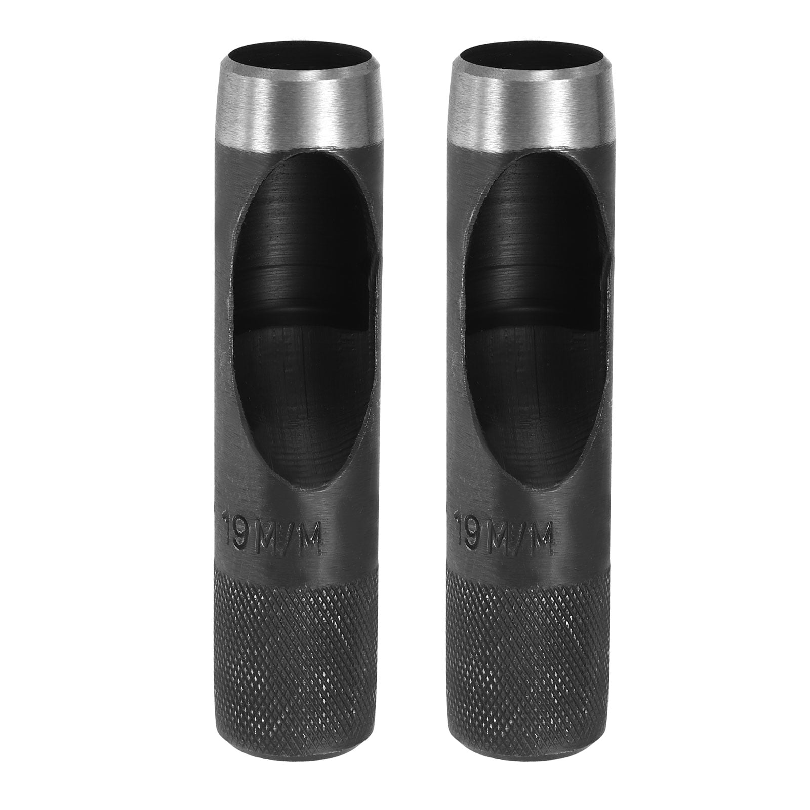 Uxcell 2pcs Leather Hole Punch 19mm Hollow Round Hole Puncher Cutter Carbon Steel Tool for Watch Cloth Belt Gaskets DIY Leather Craft Repair, Black