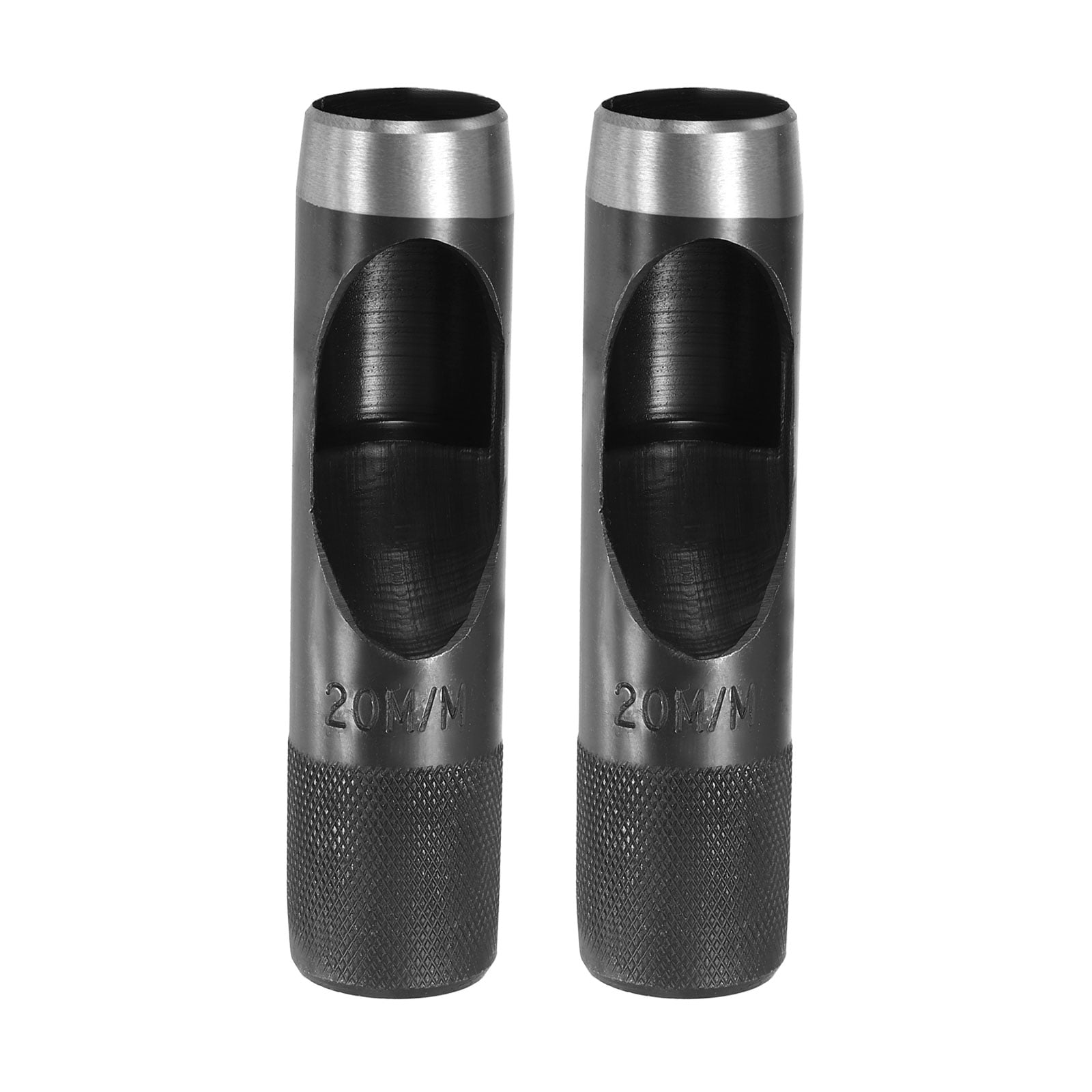Uxcell 2pcs Leather Hole Punch 20mm Hollow Round Hole Puncher Cutter Carbon Steel Tool for Watch Cloth Belt Gaskets DIY Leather Craft Repair, Black