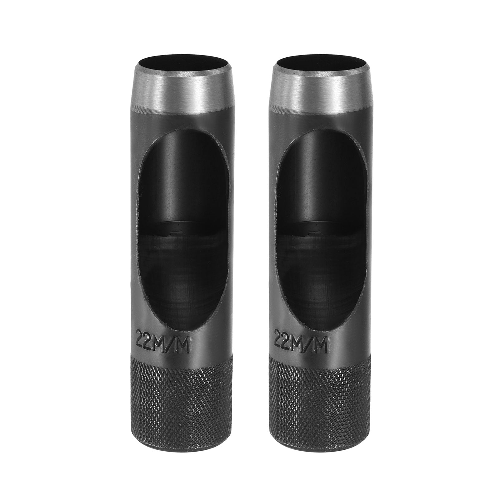 Uxcell 2pcs Leather Hole Punch 22mm Hollow Round Hole Puncher Cutter Carbon Steel Tool for Watch Cloth Belt Gaskets DIY Leather Craft Repair, Black