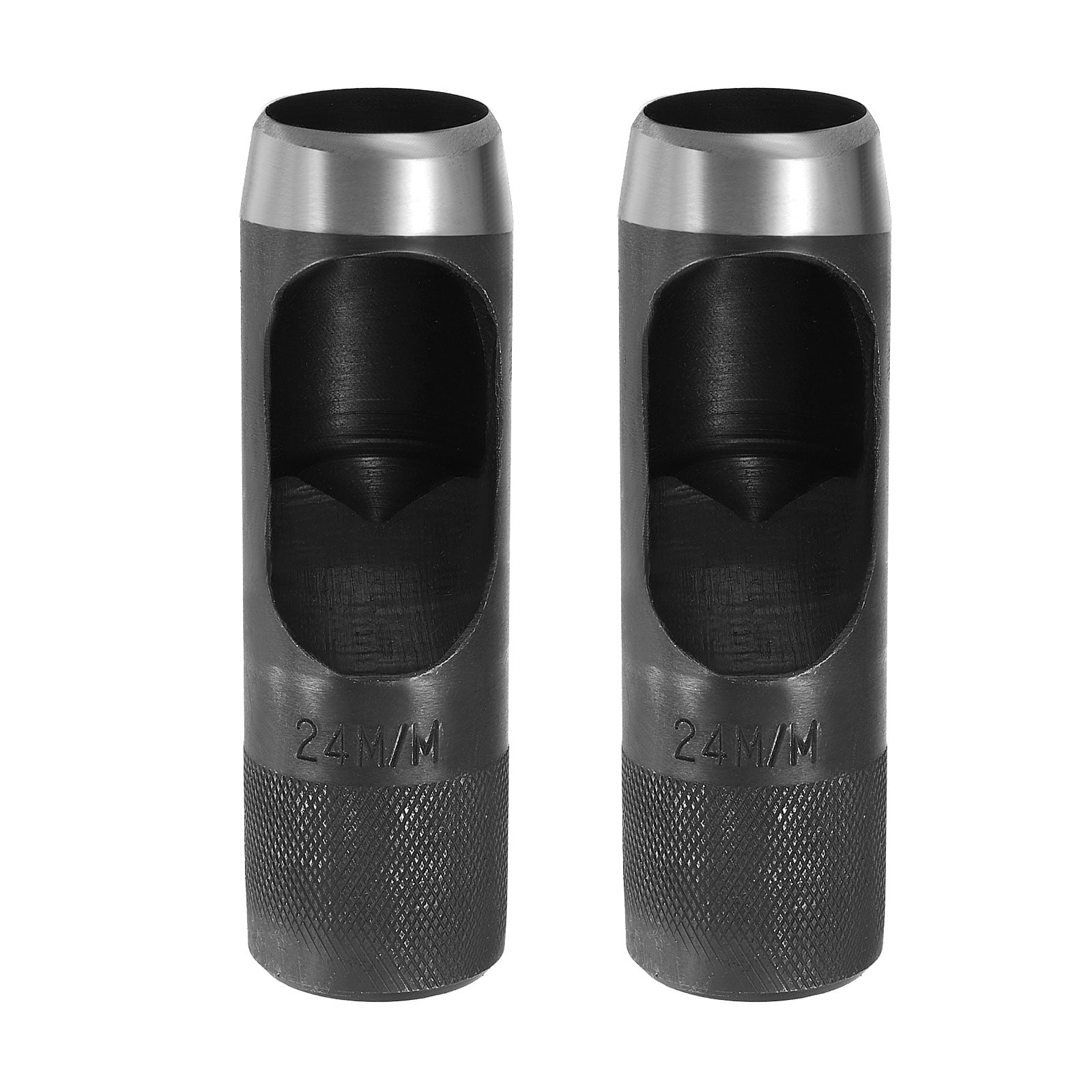 Uxcell 2pcs Leather Hole Punch 24mm Hollow Round Hole Puncher Cutter Carbon Steel Tool for Watch Cloth Belt Gaskets DIY Leather Craft Repair, Black