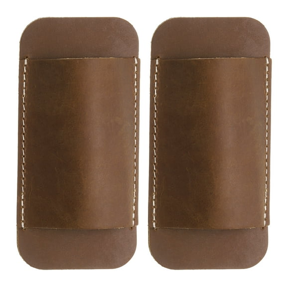Uxcell 2pcs Leather Knife Sheath 4.72" x 2.24" with Hole for Belt Folding Knife Camping Outdoors, Light Brown