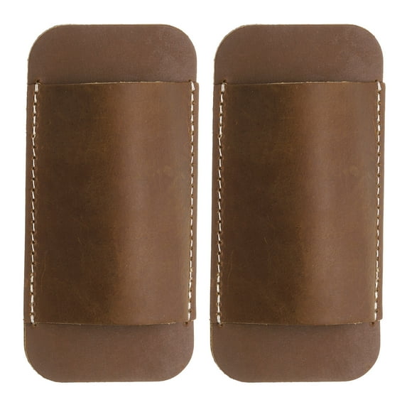 Uxcell 2pcs Leather Knife Sheath 4.72" x 2.24" with Hole for Belt Folding Knife Camping Outdoors, Light Brown