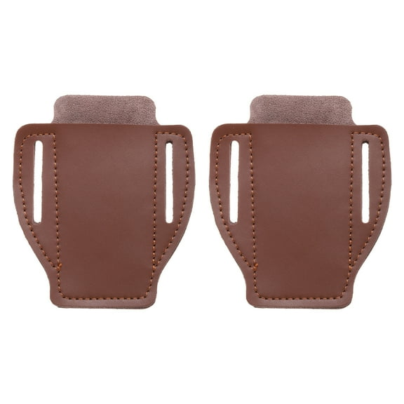 Uxcell 2pcs Leather Pocket Knife Sheath 4.7" x 3.8" Open Top for EDC Folding Knife, Dark Brown