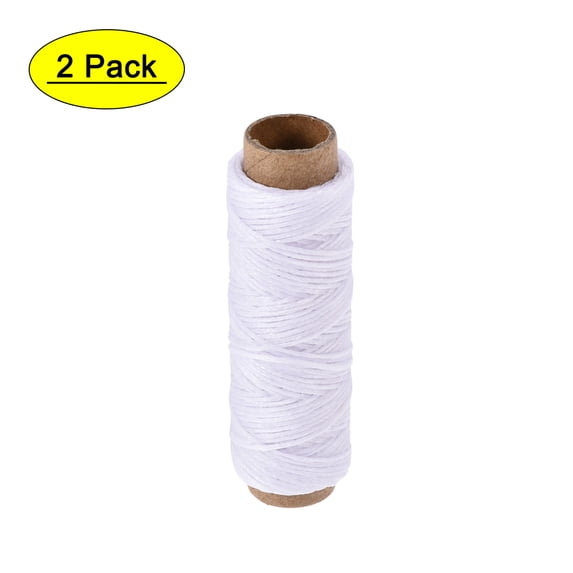 Uxcell 2pcs Leather Sewing Thread 33 Yards 150D/1mm Waxed Flat Thread Pure White