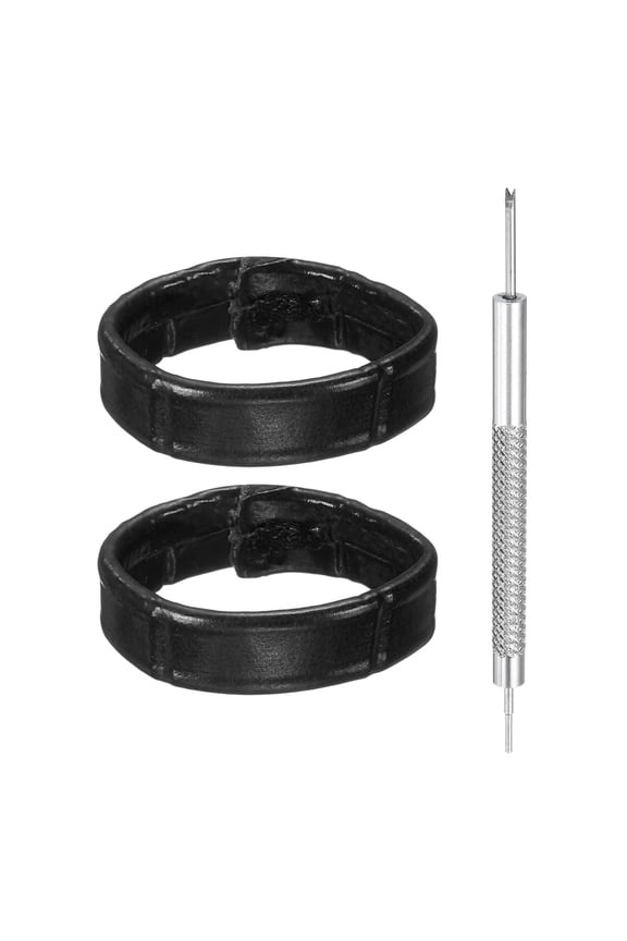 2pcs Leather Watch Band Loops 16mm Replacement Watch Band Keeper Watch Strap Holder Retainer Wristwatch Strap Fastener Rings, Black