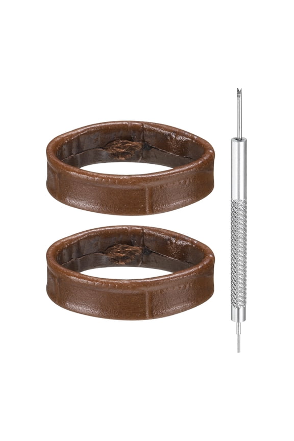 2pcs Leather Watch Band Loops 16mm Replacement Watch Band Keeper Watch Strap Holder Retainer Wristwatch Strap Fastener Rings, Brown