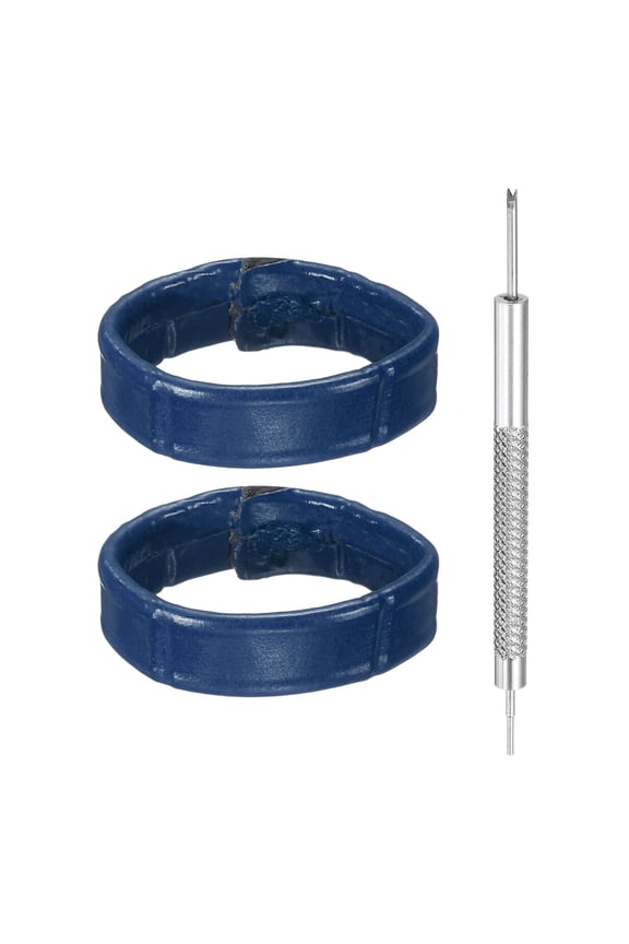 2pcs Leather Watch Band Loops 16mm Replacement Watch Band Keeper Watch Strap Holder Retainer Wristwatch Strap Fastener Rings, Dark Blue