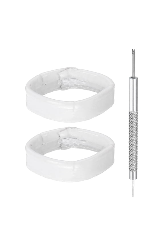 2pcs Leather Watch Band Loops 16mm Replacement Watch Band Keeper Watch Strap Holder Retainer Wristwatch Strap Fastener Rings, White