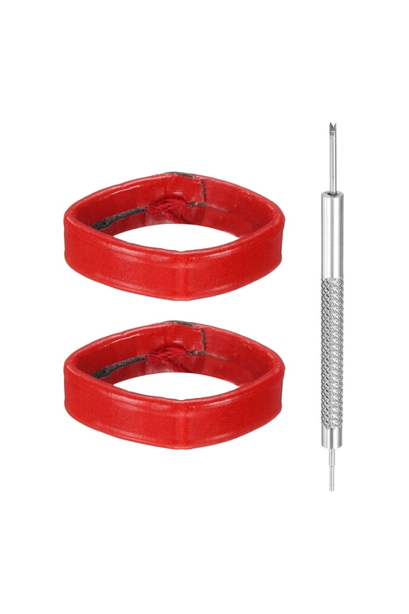 2pcs Leather Watch Band Loops 18mm Replacement Watch Band Keeper Watch Strap Holder Retainer Wristwatch Strap Fastener Rings, Red