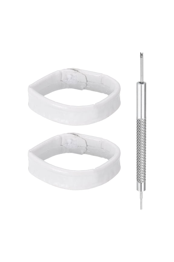 2pcs Leather Watch Band Loops 18mm Replacement Watch Band Keeper Watch Strap Holder Retainer Wristwatch Strap Fastener Rings, White