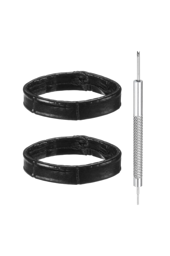 2pcs Leather Watch Band Loops 20mm Replacement Watch Band Keeper Watch Strap Holder Retainer Wristwatch Strap Fastener Rings, Black