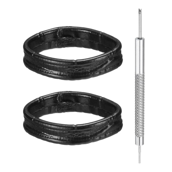 Uxcell 2pcs Leather Watch Band Loops 22mm Replacement Watch Band Keeper Watch Strap Holder Retainer Wristwatch Strap Fastener Rings, Black