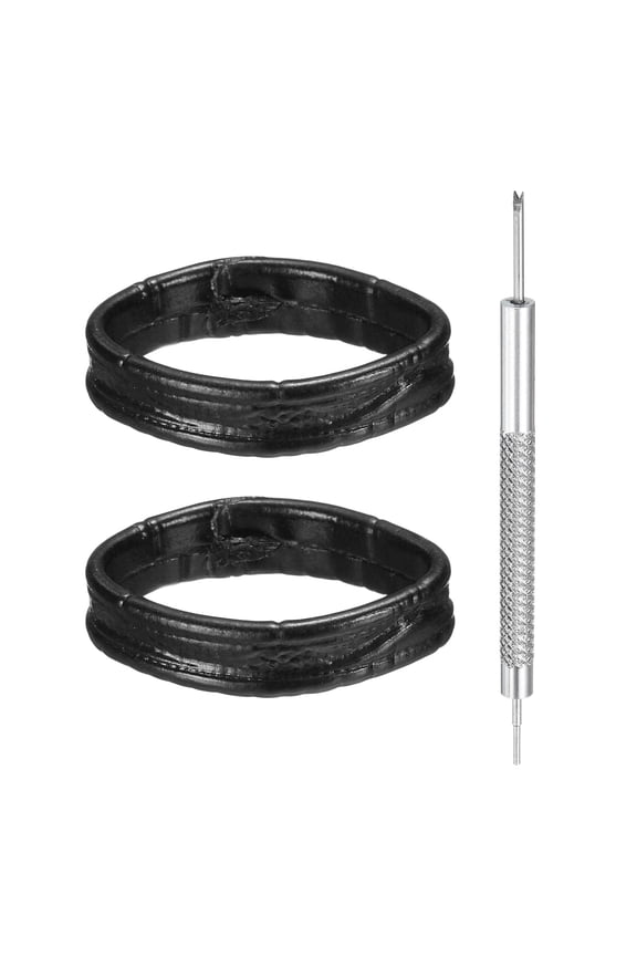 2pcs Leather Watch Band Loops 22mm Replacement Watch Band Keeper Watch Strap Holder Retainer Wristwatch Strap Fastener Rings, Black
