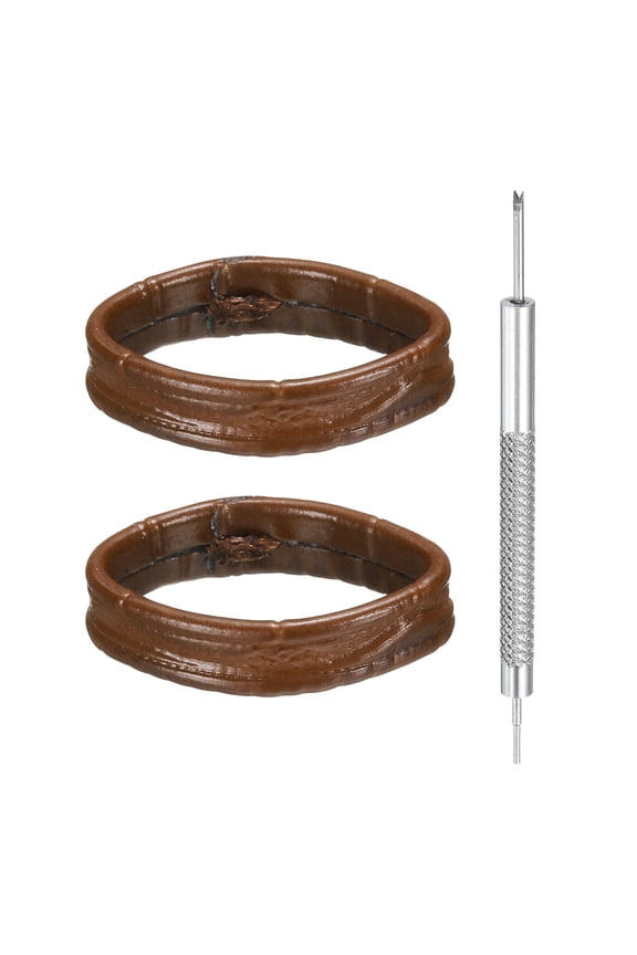 2pcs Leather Watch Band Loops 22mm Replacement Watch Band Keeper Watch Strap Holder Retainer Wristwatch Strap Fastener Rings, Brown