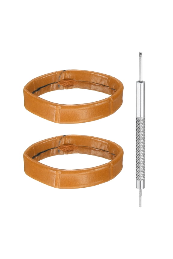 2pcs Leather Watch Band Loops 22mm Replacement Watch Band Keeper Watch Strap Holder Retainer Wristwatch Strap Fastener Rings, Light Brown