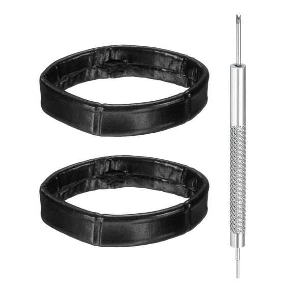 Uxcell 2pcs Leather Watch Band Loops 24mm Replacement Watch Band Keeper Watch Strap Holder Retainer Wristwatch Strap Fastener Rings, Black