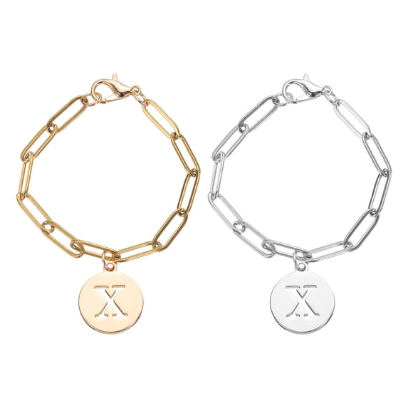 Uxcell 2pcs Letter Charm Accessories Round Chain Cup Charm for Tumbler Cup, Gold/Silver(Letter X)