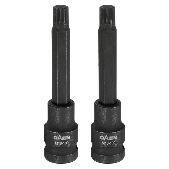 Uxcell 2pcs M10 Triple Square Bit Socket 100mm/3.94" Length 1/2" Square Drive 12 Point Spline Extension Impact Bit Power Nut Driver Set S2 Steel Socket Ratchet Wrench Bits, Black
