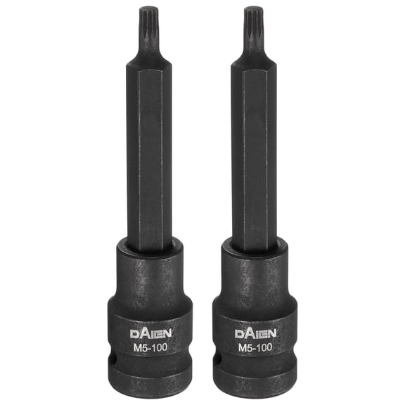 Uxcell 2pcs M5 Triple Square Bit Socket 100mm/3.94" Length 1/2" Square Drive 12 Point Spline Extension Impact Bit Power Nut Driver Set S2 Steel Socket Ratchet Wrench Bits, Black