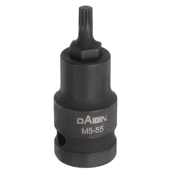 Uxcell 2pcs M5 Triple Square Bit Socket 55mm/2.17" Length 1/2" Square Drive 12 Point Spline Extension Impact Bit Power Nut Driver Set S2 Steel Socket Ratchet Wrench Bits, Black