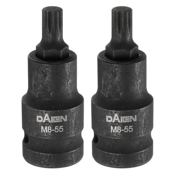 Uxcell 2pcs M8 Triple Square Bit Socket 55mm/2.17" Length 1/2" Square Drive 12 Point Spline Extension Impact Bit Power Nut Driver Set S2 Steel Socket Ratchet Wrench Bits, Black