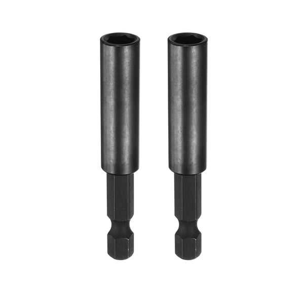 Uxcell 2pcs Magnetic Bit Holder 2.4" Length 1/4" Hex Shank Stainless Steel SUS304 Extension Screwdriver Bit Holder Quick-Change Bit Adapter, Black
