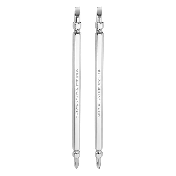 Uxcell 2pcs Magnetic Double Ended Screwdriver Bit 4mm PH2 6"/150mm 1/4" Shank Phillips Cross Slotted Flat Screw Driver Bit