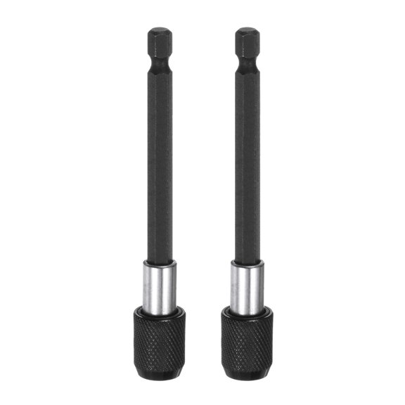 Uxcell 2pcs Magnetic Extension Chuck Adapter 4" 1/4 Inch Hex Shank Quick Release Socket Screwdriver Bit Holder, Black