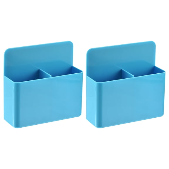 Uxcell 2pcs Magnetic Pen Marker Holders, 125x40mm Dry Erase Marker Pencil Holder Cup Organizer for Classroom Home Office Refrigerator Whiteboard Locker, Blue, 4.7x4.9x1.6"