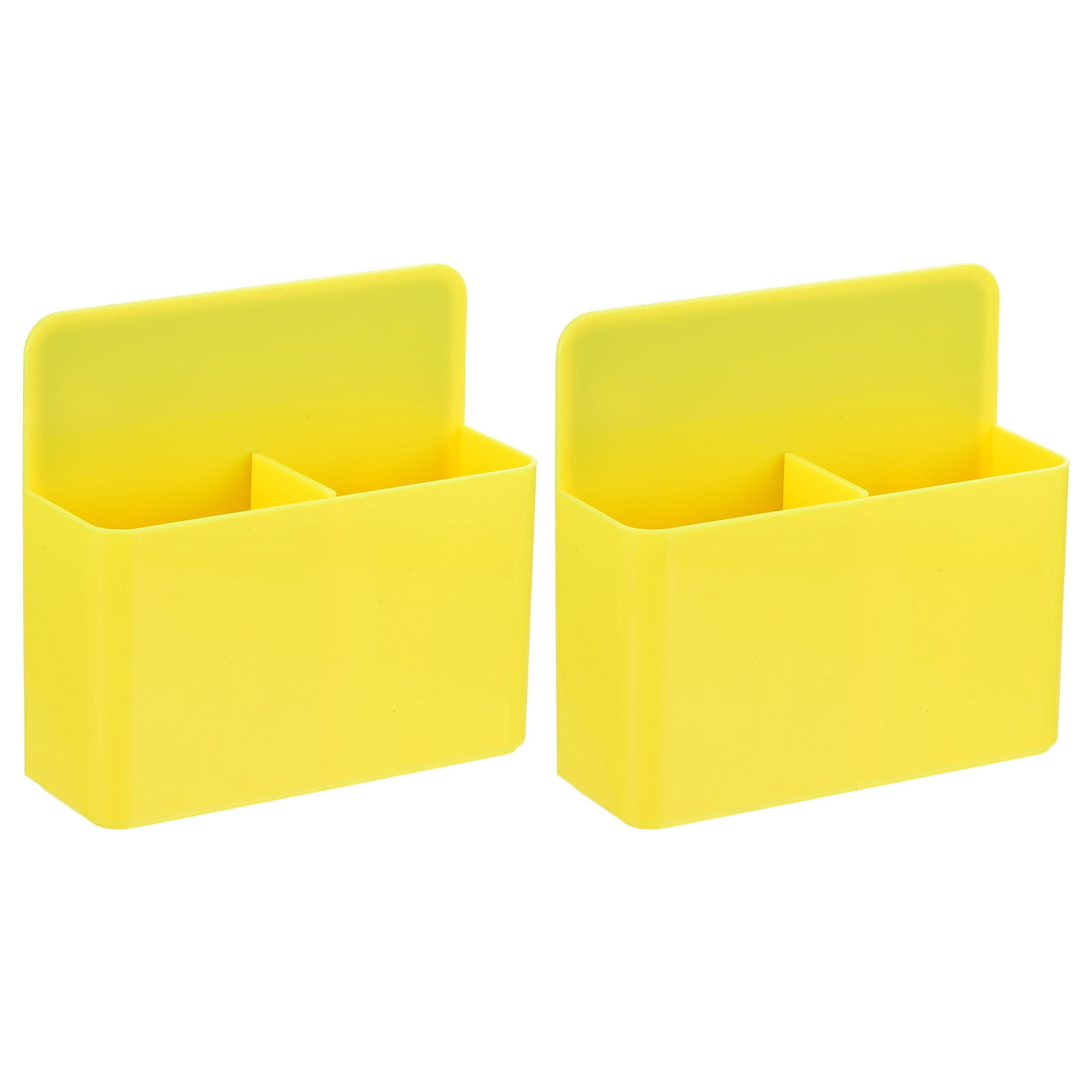 Uxcell 2pcs Magnetic Pen Marker Holders, 125x40mm Dry Erase Marker Pencil Holder Cup Organizer for Classroom Home Office Refrigerator Whiteboard Locker, Yellow, 4.7x4.9x1.6"