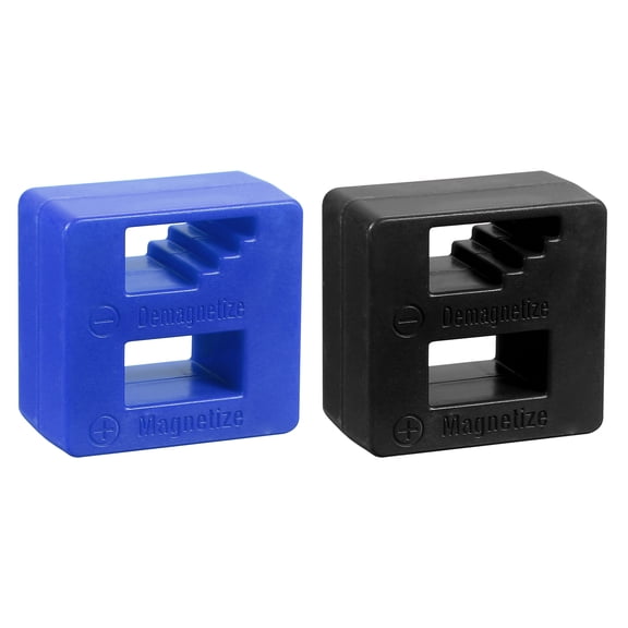 Uxcell 2pcs Magnetizer Demagnetizer Tool 2" x 2" Fast Magnetizer Demagnetizer Screwdriver Tool for Screws Drills Nuts Bolts Sockets DIY Repair, Blue/Black