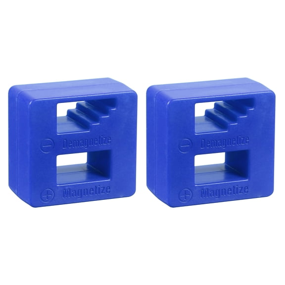 Uxcell 2pcs Magnetizer Demagnetizer Tool 2" x 2" Fast Magnetizer Demagnetizer Screwdriver Tool for Screws Drills Nuts Bolts Sockets DIY Repair, Blue