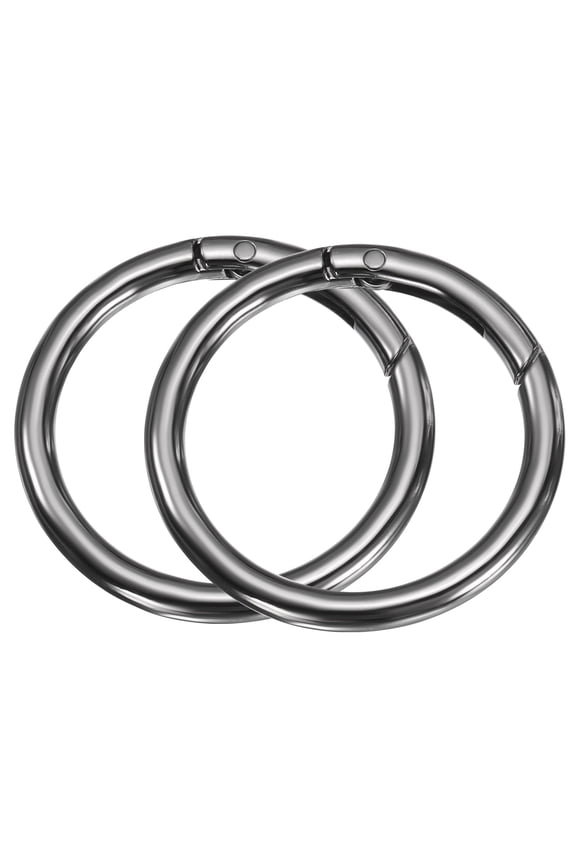 2pcs Metal Spring O Rings 1.5" Trigger Spring Keyrings Buckle Round Snap Clip for DIY Keychains Bag Purse Handbag Black