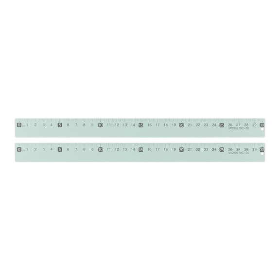 Uxcell 2pcs Metal Straight Ruler 12 Inch(30cm) Metric Aluminum Alloy Measuring Rulers Scale Tool with Hole for Measure Study Reading Classroom Office, Green