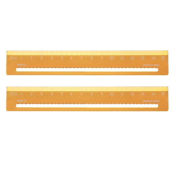 Uxcell 2pcs Metal Straight Ruler 15cm Metric Aluminum Alloy Hollow Measuring Rulers Scale Tools for Measure Study Reading Classroom Office, Gold