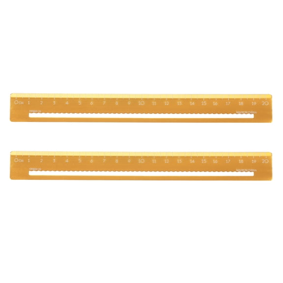 Uxcell 2pcs Metal Straight Ruler 20cm Metric Aluminum Alloy Hollow Measuring Rulers Scale Tools for Measure Study Reading Classroom Office, Gold