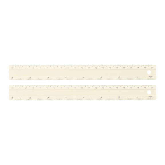 Uxcell 2pcs Metal Straight Ruler 8 Inch(20cm) Metric Aluminum Alloy Measuring Rulers Scale Tool with Hole for Measure Study Reading Classroom Office, Beige