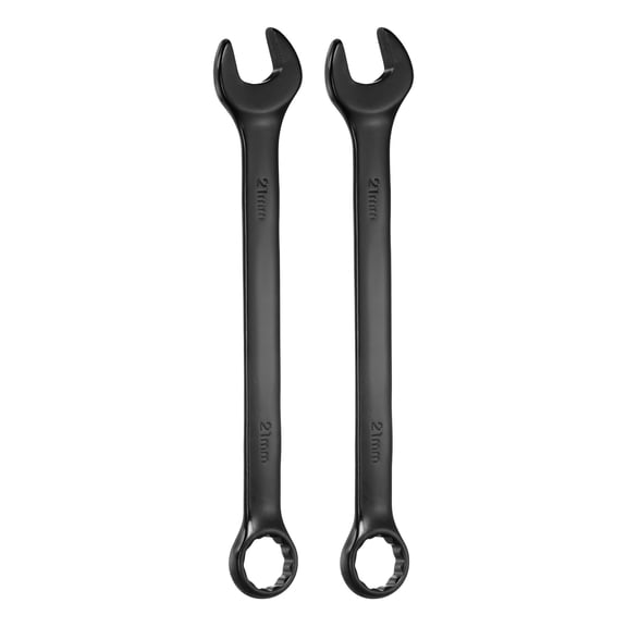 Uxcell 2pcs Metric Combination Wrench 21mm 12-Point Box & Open End Double Ended Wrenches Spanners Tools for Household Automotive Machinery DIY Repair, Black