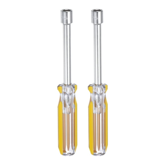 Uxcell 2pcs Metric Nut Driver 10mm CR-V Non-Magnetic Tip Hollow Shafts Hex Socket Screwdriver with Anti-Slip Handle