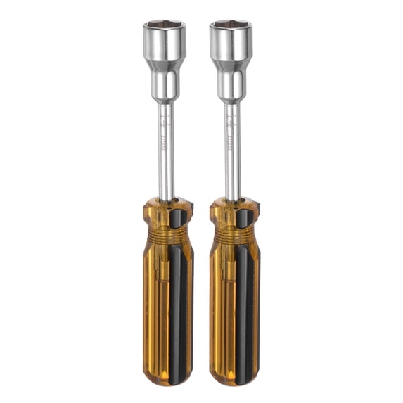 Uxcell 2pcs Metric Nut Driver 14mm Non-Magnetic 6 Point Hexagon Socket Wrench Screwdriver with Anti-Slip Handle
