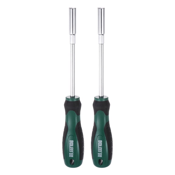 Uxcell 2pcs Metric Nut Driver 5mm CR-V Non-Magnetic Tip Hollow Shafts Hex Socket Screwdriver with Non-Slip Handle