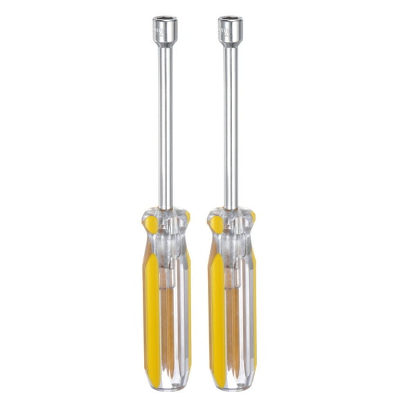 Uxcell 2pcs Metric Nut Driver 7mm CR-V Non-Magnetic Tip Hollow Shafts Hex Socket Screwdriver with Anti-Slip Handle