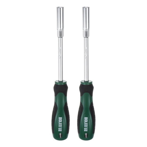 Uxcell 2pcs Metric Nut Driver 7mm CR-V Non-Magnetic Tip Hollow Shafts Hex Socket Screwdriver with Non-Slip Handle