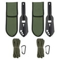 thumbnail image 1 of Uxcell 2pcs Multifunctional Camping Shovel 7 in 1 Multi-Purpose Backpacking Shovels w Carrying Bag Paracord, Black Green, 1 of 5