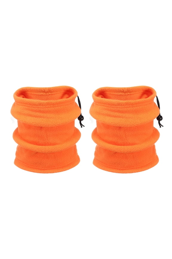 2pcs Neck Warmer Winter Double Layer Fleece Neck Gaiter, Orange