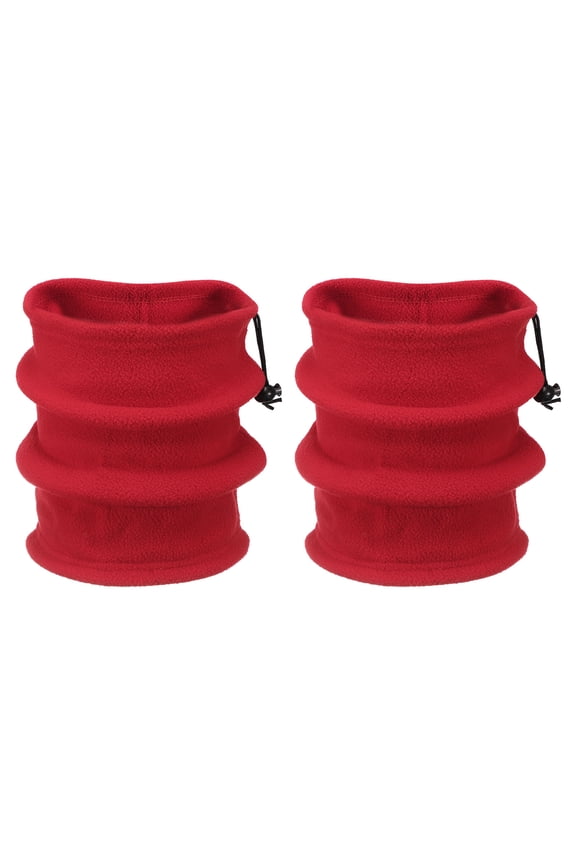 2pcs Neck Warmer Winter Double Layer Fleece Neck Gaiter, Red
