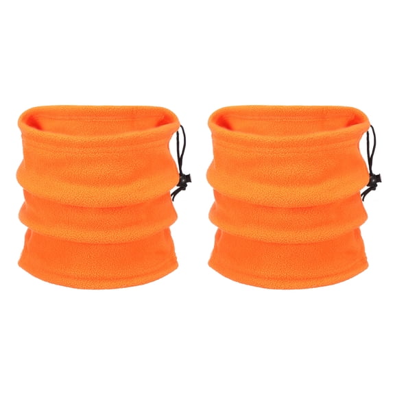 Uxcell 2pcs Neck Warmer Winter Single Layer Fleece Neck Gaiter, Orange