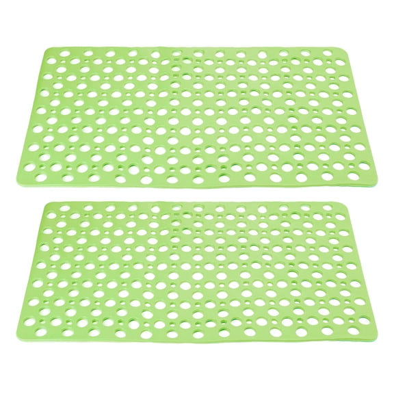 Uxcell 2pcs Nonslip Bathtub Mat 29.5"x17" TPE Anti-Slip Washable Tub Shower Mats with Suction Cups and Drain Holes, Green